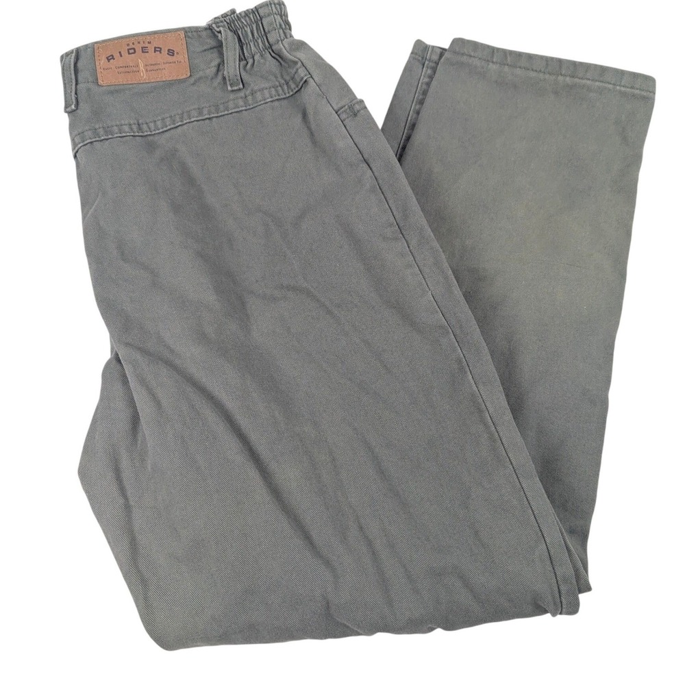 Denim Riders by Lee Womens Sage Green High Rise Straight Leg Pants Size 10P